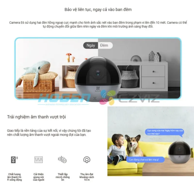 Camera Wifi EZVIZ E6 - AI CAO CẤP- Siêu Nét (5.0MP/3K)