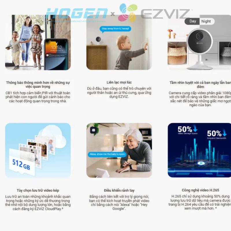 Camera Wifi EZVIZ CB1 dùng Pin 1600mAH (2.0MP)