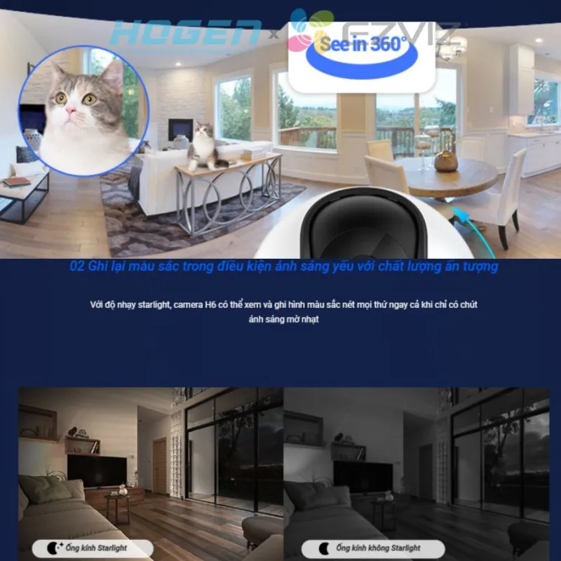 Camera Wifi EZVIZ H6 - AI CAO CẤP (5.0MP/3K)