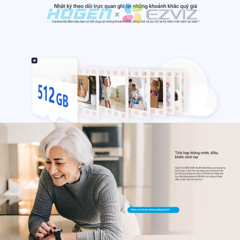 Camera Wifi EZVIZ H6 - AI CAO CẤP (5.0MP/3K)