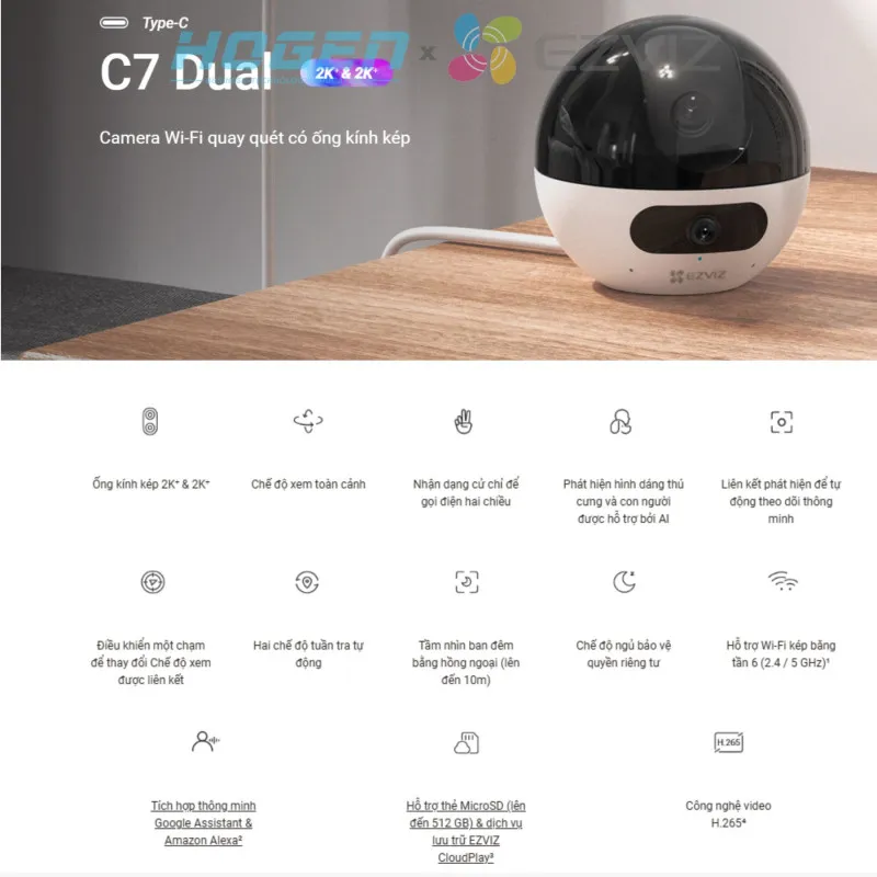 Camera Wifi EZVIZ C7 DUAL (8.0MP, 2K+)