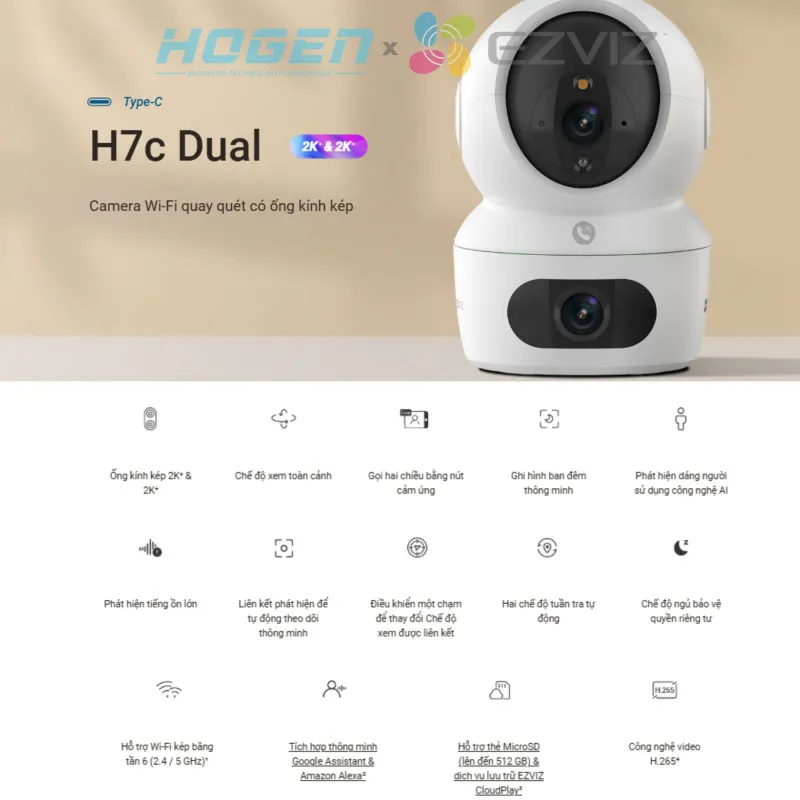 Camera Wifi EZVIZ H7C DUAL (8.0MP, 2K+)