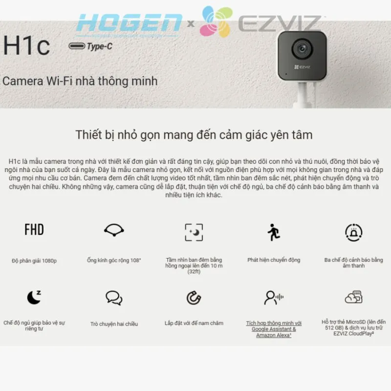 Camera Wifi EZVIZ H1C (2.0MP)