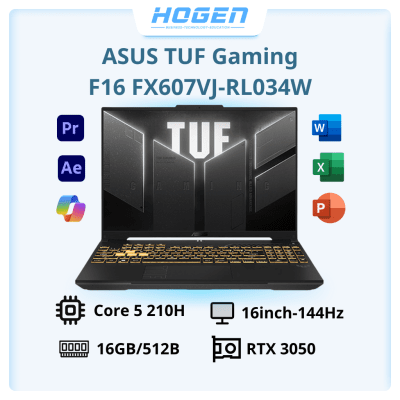 ASUS TUF Gaming F16 FX607VJ-RL034W (Intel Core 5 210H | RTX 3050 6GB | 16 inch FHD 144Hz | 16GB | 512GB | Win 11 | Xám)