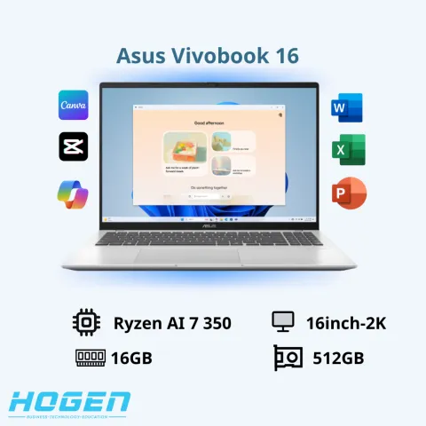 Asus Vivobook 16 M1607KA-MB091WS (AMD Ryzen AI 7 350 | 16GB | 512GB | AMD Radeon | 16 inch WUXGA)