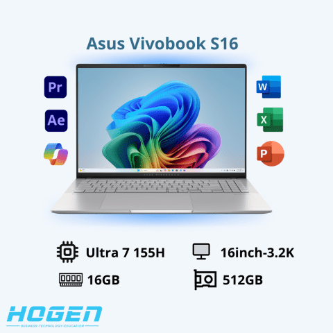 Asus Vivobook S16 OLED S5606MA-MX051W (Ultra 7 155H/ 16GB/ 512GB SSD/ 16 inch 3.2K/ 120Hz/ Win11/ Blue/ Vỏ nhôm)