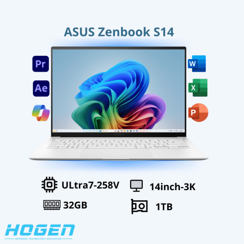 Asus Zenbook S 14 OLED UX5406SA-PV140WS (Intel Core Ultra 7 Processor 258V | 14 inch 3K OLED | Intel Arc | 32GB | 1TB )