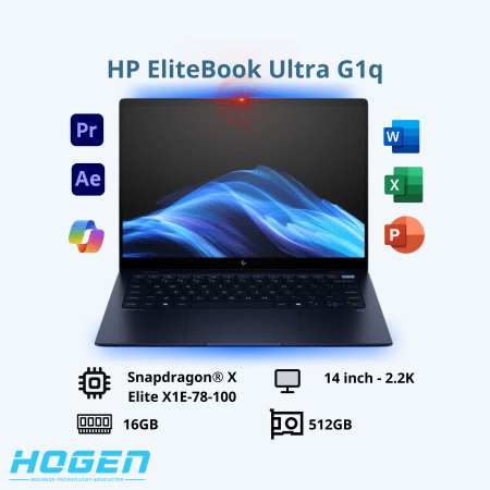 HP EliteBook Ultra G1Q B04XSAT (Snapdragon X1E/ 16GB/ 512GB SSD/ 14.0inch 2.2K Touch/ Win 11 Pro/ Blue/ Vỏ nhôm)