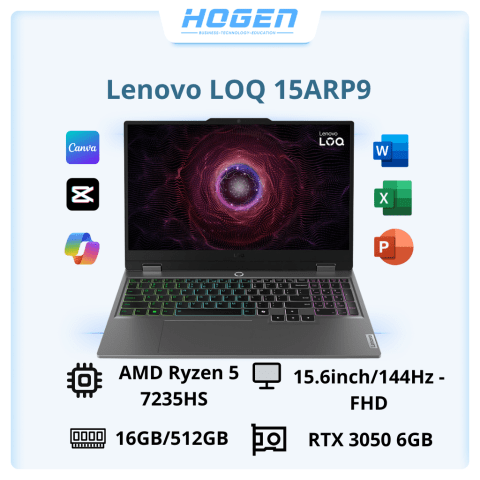 Lenovo LOQ 15ARP9 83JC00LVVN ( AMD Ryzen 5 7235HS | RTX 3050 6GB | 15.6 inch FHD IPS | 16GB | 512GB | Win 11 | Xám)