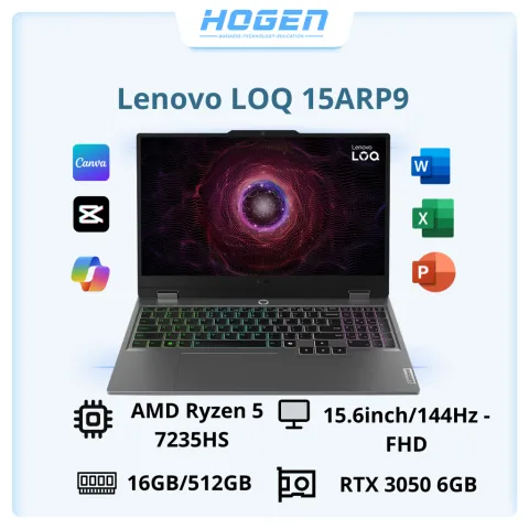 Lenovo LOQ 15ARP9 83JC00LVVN ( AMD Ryzen 5 7235HS | RTX 3050 6GB | 15.6 inch FHD IPS | 16GB | 512GB | Win 11 | Xám)