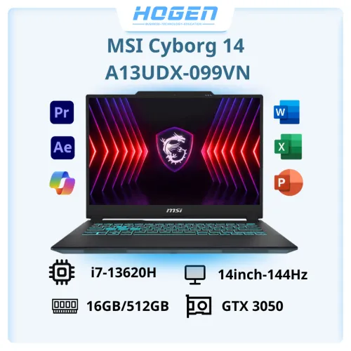MSI Gaming Cyborg 14 A13UDX-099VN (i7-13620H/16GB/512GB/14" FHD/RTX3050 6GB/W11_Balo)